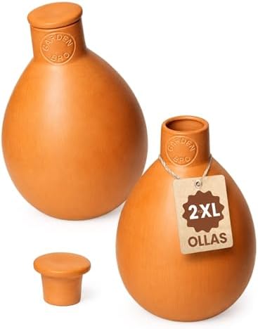 2pc Olla Pots For Garden Terracotta Watering Pots - 32oz XL Garden Olla Watering System For Raised Beds & Outdoor Plants - Covers 14 Sq Ft Irrigation Area, Water Plants While On Vacation [2pc XL 32oz] by GARDENBRO