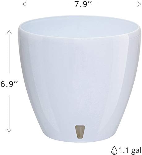 Gardenera 7.9" Deco Self Watering Pots for Indoor Plants in White (Set of 3) - Decorative Flower Pot with Water Level Indicator and Drainage Cartridge for All House Plants, Flowers and Herbs - Image 2