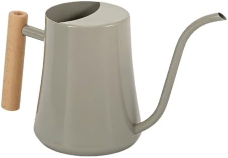 1L Stainless Steel Long Spout Watering Can, Watering Cans Metal Can with Wood Handle, for Indoor Outdoor Plants Garden Flowers 1L Stainless Steel Long Spout (Gray) - Image 2