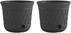 Suncast 2 Pack 14" x 12" Round Resin Decorative Weatherproof Outdoor Hideaway Standard Garden Hose Storage Pot with Drainage Holes, Gray by Suncast