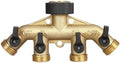 Garden Tap Splitter Brass 2/4 Way Faucet Water Splitter Y Type Garden Hose Splitter Watering Tap Connector Distributor for Outdoor Faucet for Outdoor (4 Way) by Unknown