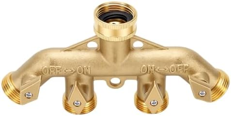 Brass 4 Way Garden Hose Splitter Ball Valve Adapter by oreilet