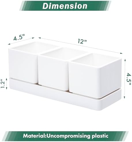 D'vine Dev Plastic Herb Garden Planter Set, White, 76-V-A-1 - Image 3