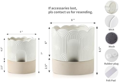 Nihow Ceramic Self Watering Pots for Indoor Plants, 6+8 Inch,Beige Set 2 - Image 2