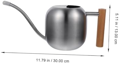 POPETPOP Stainless Steel Watering Can with Wooden Handle Indoor Garden Sprayer Long Spout for Houseplants and Small Potted Flowers Gardening Water Bottle - Image 2
