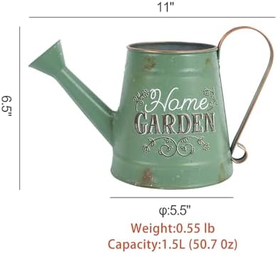 Cute Small Watering Can Indoor Plants Garden Metal Decorative Watering Cans for Outdoor Plants Bonsai Outdoor Garden Flower Decorative (Green, 1.5L, 50.7 Oz) - Image 2