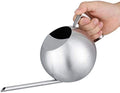 Stainless Steel Watering Can, Brushed Finish Long Spout Precise Watering for Indoor Plants Home Silver 1000ml 35oz Lightweight Open Top Ergonomic Handle Modern Design by Fdit