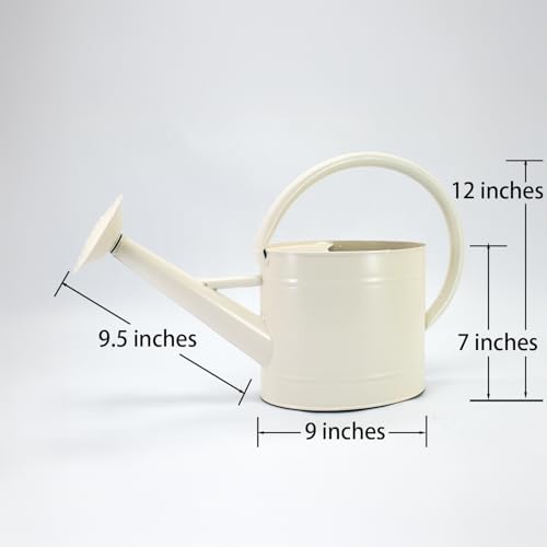 1.3 Gallon Matte Cream Metal Watering Can, Removable Spout - Image 3