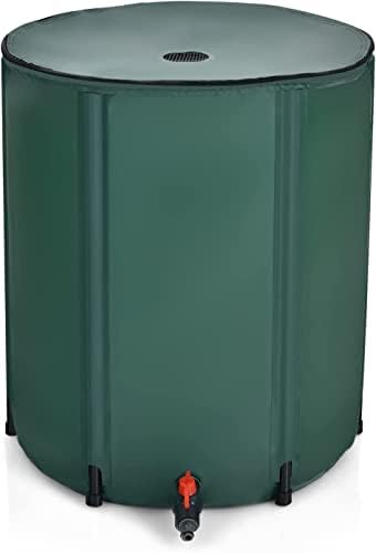 LDAILY 60 Gallon Collapsible Rain Barrel to Collect Rainwater from Gutter, PVC Rain Water Collection Barrel w/Spigot Filter & Top Mesh, Effectively Saving Water, Large Water Storage Container by LDAILY