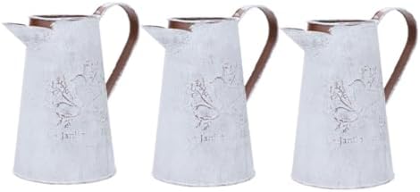 3pcs Vintage Iron Flower Bucket Decor with Handle by SEWOART