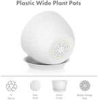 Meowell 12/10/9 inch Large Plant Pots, 3 Pack Wide Flower Pots for Outdoor Indoor Plants with Water Ripples, Big Plastic Planters with Drainage Holes and Saucers for Garden House Plants, White - Image 4