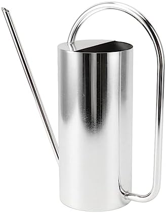 Watering Can, Stainless Steel Colored Watering Can Indoor Metal Watering Can Long Spout 1500ml Large Capacity Watering Kettle for Desk Office Plants (Stainless Steel Color) by Gavigain