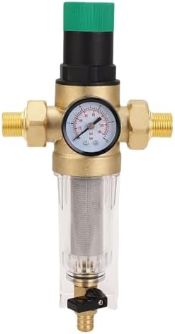 1in DN25 Water Pressure Regulator, Brass Pressure Reducer, Home Regulator with Backwash Filter & Meter Fittings, Ideal for RV Travel Trailer Water Hose by Yechiry