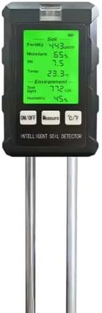 GROW24 Digital Soil Tester, 6-in-1 Moisture Meter with pH, Temperature, Sunlight Intensity for Garden Plants by GROW24