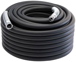 Guitrees 2026 Upgraded Garden Hose 150FT x 3/4", Heavy Duty Rubber Water Hose with Five Layered Braiding, Swivel male and female Nickel-plated Brass Fittings, 1200PSI Burst, 300PSI Working (Black) by Guitrees