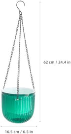 VICASKY 4pcs Hanging Plant Pots Green Hook Self Watering Plastic 6.5 Inch - Image 2