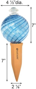 Plant Nanny Spiral Fluted Watering Globe & Stake Set (24 oz, Aqua) - Image 3