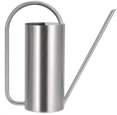 Long Spout Watering Can Stainless Watering Pitcher Indoor Garden Water Pot with Spout and Arched Carry Handle Suitable for Apartment Plants Office, Brushed Silver, 1.5L by Leefasy