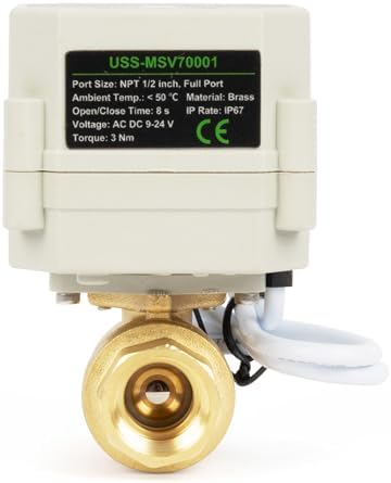 U.S. Solid 1/2 in Motorized Ball Valve with Programmable Auto On-Off Cycle Timer, 2-Way Brass Electric Actuator, 00:00:00-99:59:59 Timing, IP67, AC/DC 9-24 V, NPT, for Water and Air - Image 3