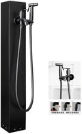 304 Stainless Steel Vertical Garden Water Column, Hose Stand with Copper Faucet, Square Hydrant Landscape Decor Taps, Hooks Included, Durable Outdoor Planter (Black 9) by Unknown