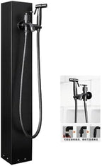 304 Stainless Steel Vertical Garden Water Column, Hose Stand with Copper Faucet, Square Hydrant Landscape Decor Taps, Hooks Included, Durable Outdoor Planter (Black 9) by Unknown