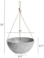 Root & Vessel Self Watering Hanging Planter for Indoor or Outdoor Plants, Unique Marbled Hanging Basket Made of Eco-Friendly Blend of Stone & Plastic, Gray, 12" - Image 5