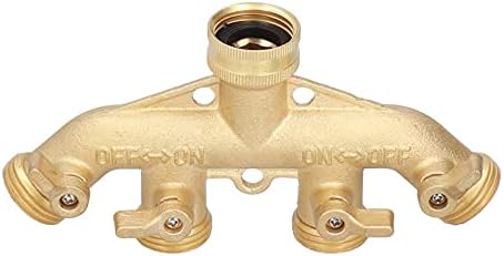 Brass 4 Way Hose Splitter with Ball Valves G34 Garden Faucet Adapter for Irrigation and Outdoor Water Distribution - Image 6