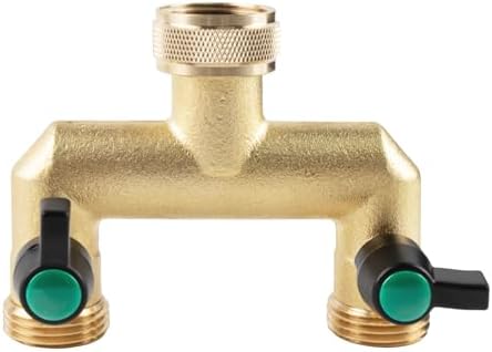 Hose Splitter, 2 Way Heavy Duty Brass Garden Hose Splitter, Outdoor Faucet Splitter, for 3/4" Hose Connector, Hose Spigot Adapter with 2 Individual ON/Off Valves by Hydrogarden