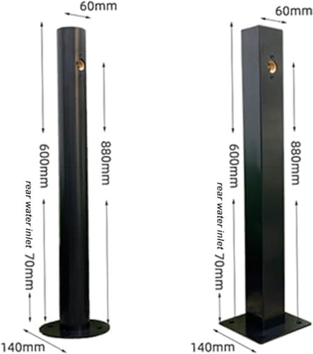 304 Stainless Steel Vertical Garden Water Column with Freestanding Hose Stand, Lock Faucet, Antifreeze Faucet, Hydrant Water Feature Fountain, for Irrigation Gold Square Tube 6 - Image 2