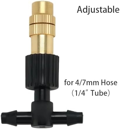 Copper Adjustable Spray 50/100PCS Adjustable Brass Spray Nozzles with 1/4” Tee Joint for Garden Greenhouse Lawn 4/7mm Hose Misting Watering Sprinkler(50PCS) - Image 2