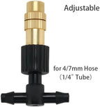 Copper Adjustable Spray 50/100PCS Adjustable Brass Spray Nozzles with 1/4” Tee Joint for Garden Greenhouse Lawn 4/7mm Hose Misting Watering Sprinkler(50PCS) - Image 2