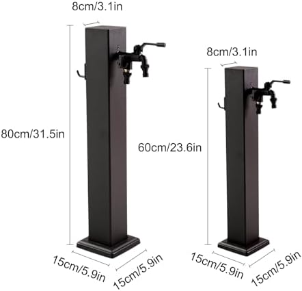 Stainless Steel Outdoor Garden Water Column Post Faucet - Freestanding Hose Stand with Fountain Water Feature & Dispenser Hydrant (60x8cm/23.6x3.1in) - Image 7