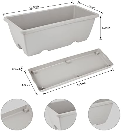 8pcs Window Box Planter,Rectangle Plastic Vegetable Flower Planters Boxes - Image 2