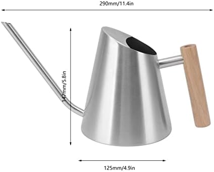 Tyenaza Watering Can Indoor Plants, Stainless Steel Long Spout Watering Pot with Wooden Handle, Modern Decorative Watering Pot for Garden Bonsai Indoor Outdoor (Silver) - Image 2
