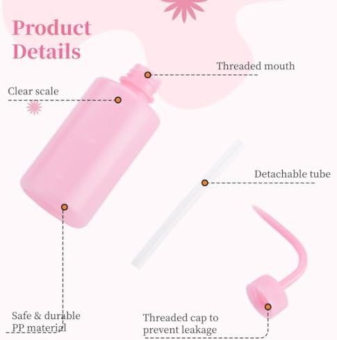 Lash Wash Bottles Set Of 6, 250Ml/8.45Oz Plastic Squeeze Bottles With Curved Nozzle, Leak-Proof With Scale For Eyelashes, Plants, And Lab Cleaning - Image 2