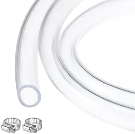 MECCANIXITY Clear PVC Tubing 3/8" ID 1/2" OD 100ft Plastic PVC Tube Flexible Water Hose for Aquariums, Industrial Tubing, Pump, 9.5mm x 12.7mm, with 2pcs Clamps by MECCANIXITY
