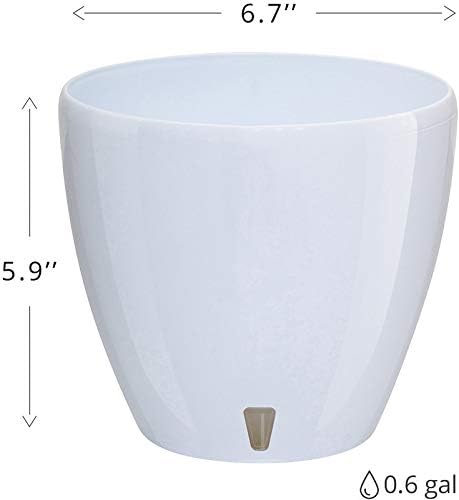 Gardenera 6.7" Deco Self Watering Pots for Indoor Plants in Cream (Set of 3) - Decorative Flower Pot with Water Level Indicator and Drainage Cartridge for All House Plants, Flowers and Herbs - Image 2