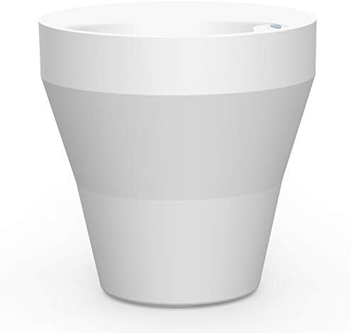 Crescent Garden TruDrop Rim Modern Self Watering Planter with Water Level Indicator, Indoor/Outdoor Weather-Safe Round Plant Pot, Grow Healthy Plants & Flowers - 22" W (Cloud White) by CrescentGarden