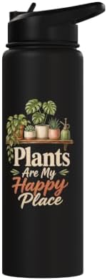 Plants Are My Happy Place Plant Mom Lover Watercolor Gift Stainless Steel Insulated Water Bottle - Image 3