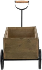 Wooden Wagon Planter with Iron Wheels, 16.5 Inch, Brown - Image 3