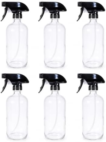 6-Pack Glass Spray Bottle with Adjustable Trigger Sprayer, 16 oz / 500 ml by Sunshine+Mason+Co.
