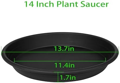 5 Pack of 14 inch Plant Saucer Plant Tray, Plastic Plant Saucer 14 inch, Heavy Duty Plant Tray for Pots, Plant Saucers for Indoors Planter, Garden Water Plate Bowls for Gallon Grow Bags (Black) - Image 2