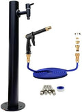 Black Outdoor Water Faucet Stand - 37.5in Antifreeze Garden Hose Holder, Cylindrical Water Column, Freestanding Tap for Vertical Garden Use by Unknown