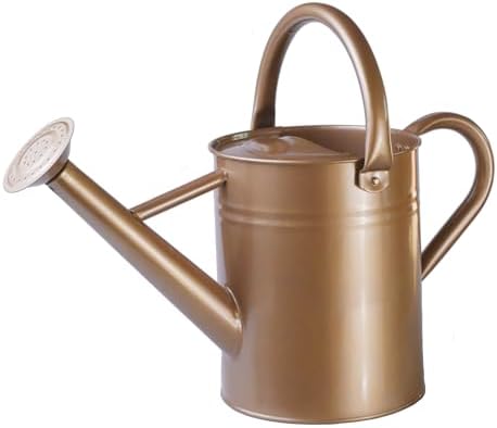 Metal Watering Can for Outdoor Plants, Galvanized Steel Watering Can with Removable spout, 1 Gallon,Perfect Home & Garden Decor Gold by Lechloris