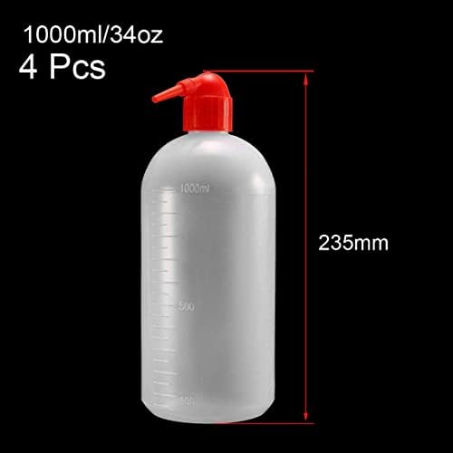 XYWHPGV Plastic Wash Bottle Squeeze Bottle Plant Flower Succulent Watering Bottle 1000ml / 34oz Red Narrow Mouth LDPE Lab Tip Liquid Storage 4 Pack (1 - Image 2
