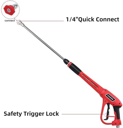 Pressure Washer Gun with Replacement Extension Wand, Upgraded Power Washer Gun with 5 Spray Nozzle Tips, M22 Fitting, 37 Inch, 3000 PSI - Image 4