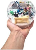 SODEF Lighted Glass Terrarium for Friend, 'Happy Birthday' Theme, Globe Vase with Street Lamp Decor, Preserved Flowers, Miniature Figures, Birthday Gift, 6.3 x 7.1 inches - Image 4
