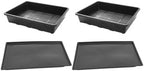 Kisangel 2 Set Flat Seed Starter Trays with Bottom Watering Trays for Vegetable & Wheatgrass Sprouting, Stackable Black Plastic Nursery Flats, 14.6 x 12 Inches by Kisangel