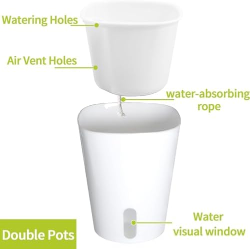 3" Self Watering Pots,20 Sets Self Watering Planter Pots for Indoor Plants with Water Level Indicator and Multiple Vents,Self Watering Planters,Self Watering Plant Pot for House Plants,Flowers,Herbs - Image 3