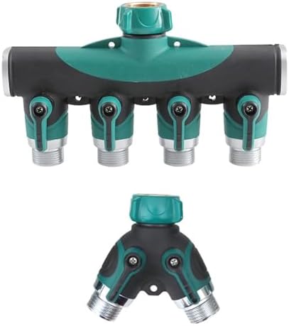 2 Pcs 2-4 Way Heavy Duty Garden Hose Splitter Faucet Outdoor Adapter For Water Spigot For Garden Hose(Green-4 Way USA) - Image 2